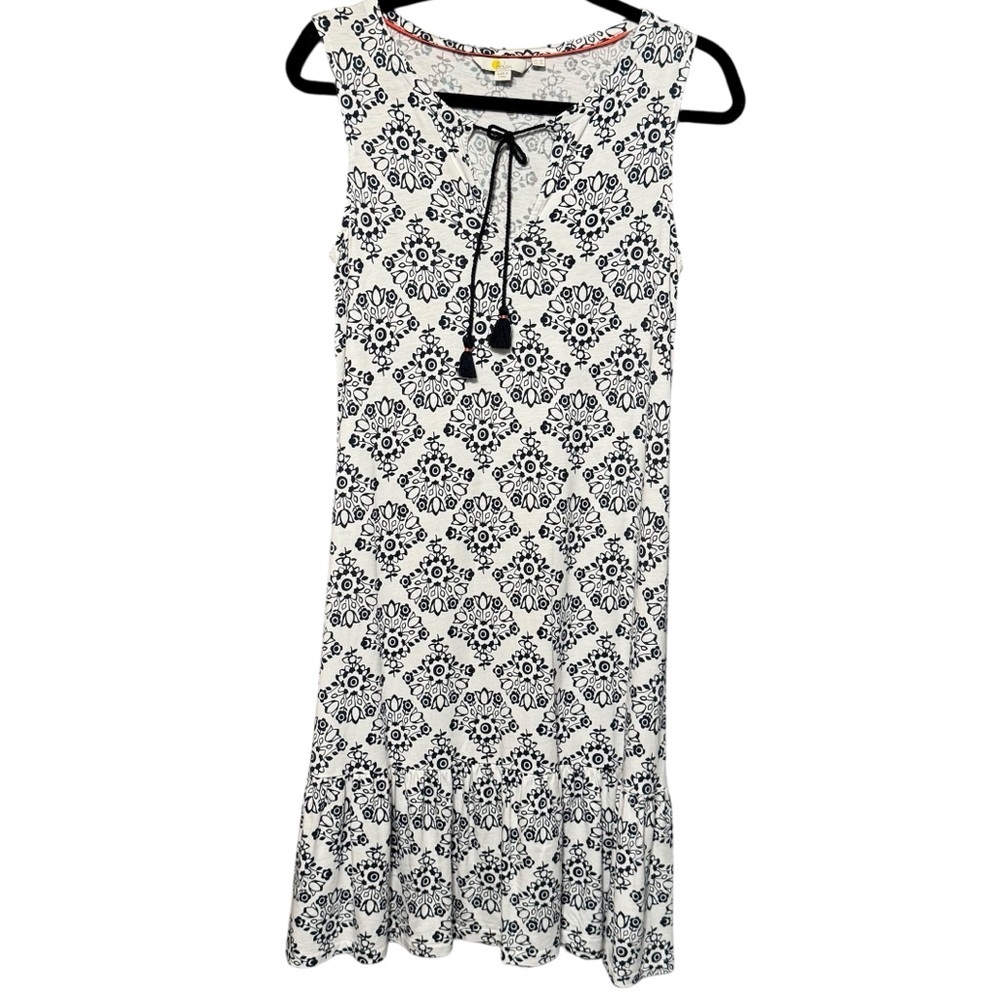 BODEN Floral Bouquet Ruffle Hem Sleeveless Tie Front Lightweight Dress